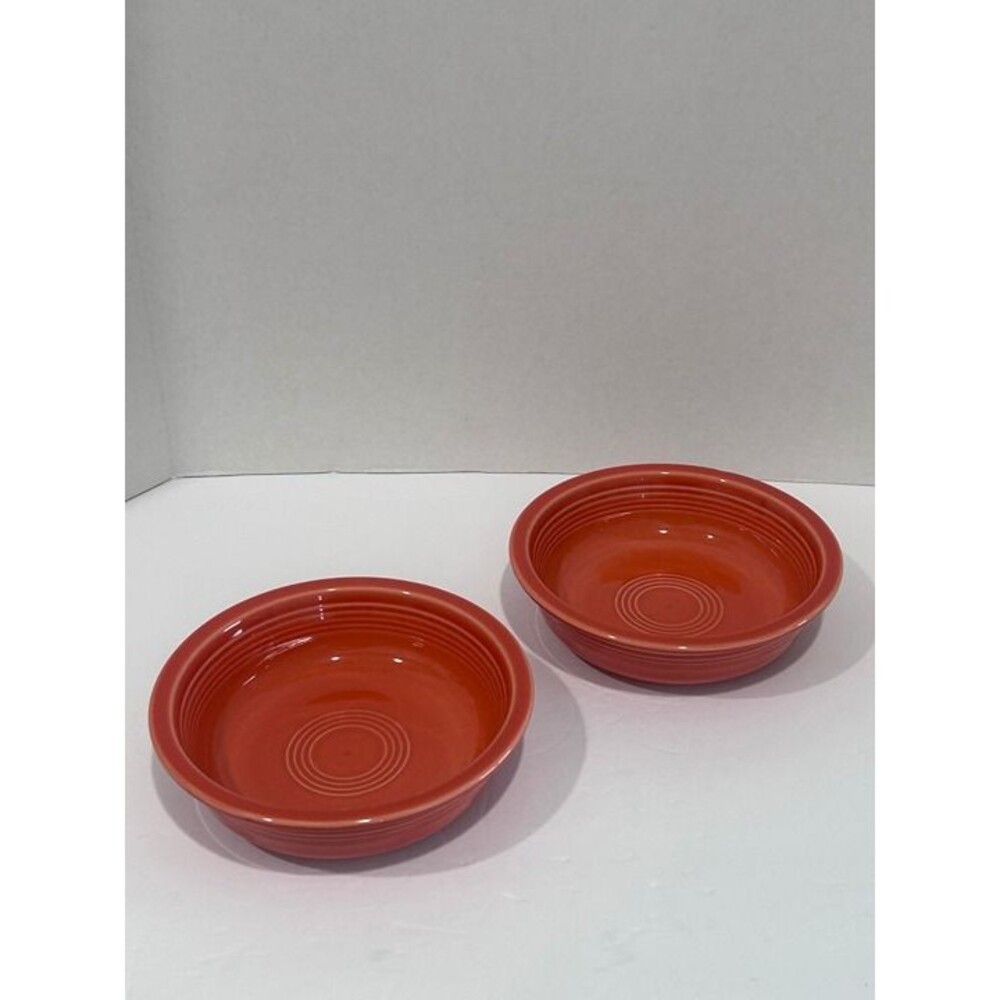 Homer Laughlin China Fiestaware Set of 2 Cereal Bowls Color Persimmon Retired - Picture 1 of 11
